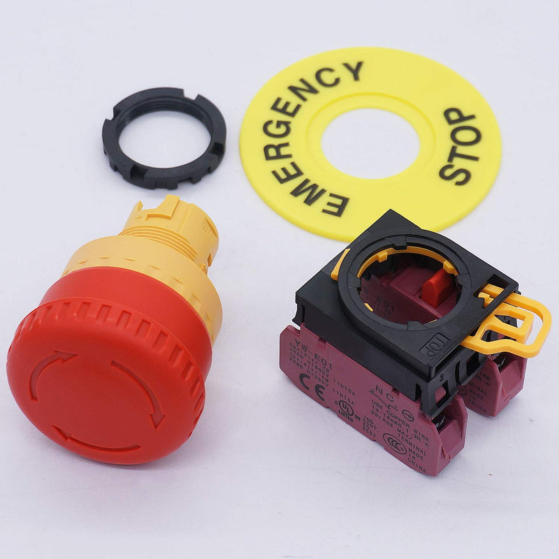 [Australia - AusPower] - TWTADE / 22mm 2 NC Red Sign Mushroom Emergency Stop Push Button Switch Station 10A 600V Stop Switch Box (Warranty 3 Years) YW1B-V4E02R-BOX 