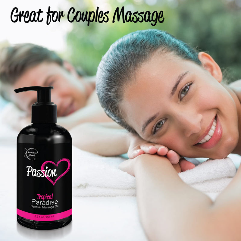 [Australia - AusPower] - Passion Sensual Massage Oil for Couples – Set of 2 Massaging Oils Lemon Crème & Tropical Paradise. All Natural with Almond & Jojoba Oils. Great for Women & Men. Full Body Oil for Romance & Relaxation 2 Piece Assortment 