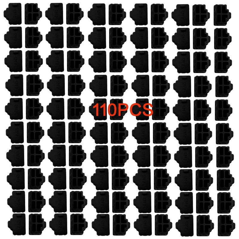 [Australia - AusPower] - Silicone 110Pcs Ethernet Hub Port RJ45 Anti-Dust Cover Plugs Protector Stopper Cap for Female Port Black for TV,Computer,Other Devices. 