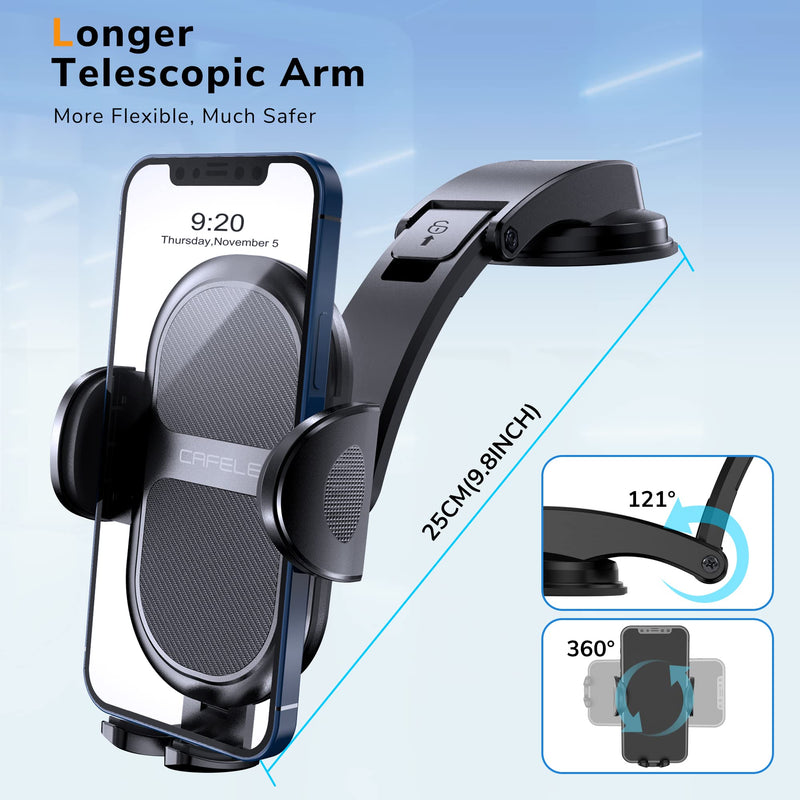 [Australia - AusPower] - CAFELE Car Phone Holder Mount, [Super Stable&Case Friendly] Cell Phone Holder for Car Dashboard Windshield Air Vent Universal Phone Mount Compatible with iPhone 13 12 Pro Max Samsung S21 & All Phones Black 