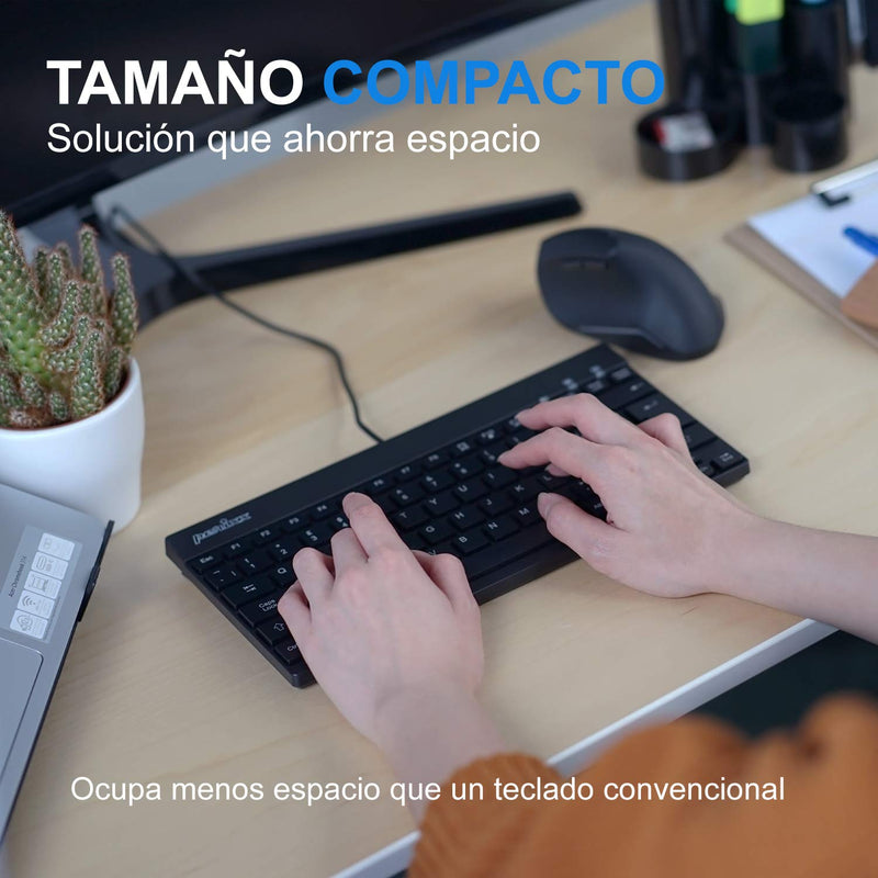 [Australia - AusPower] - Perixx PERIBOARD-426ES Mini Teclado con Cable USB - Negro - QWERTY Español 