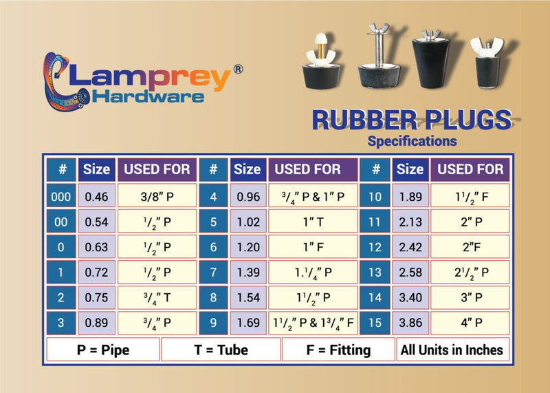 [Australia - AusPower] - Lamprey Hardware #9 Winter Plug Expanding for 1.50 inch Pipes & 1.75 inch Fittings - LHP9 (1) 