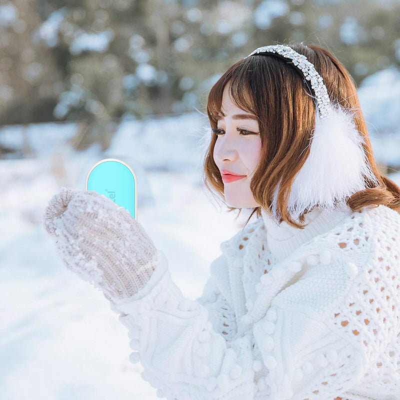 [Australia - AusPower] - Karecel Hand Warmers Rechargeable, USB Hand Warmer Reusable 5200mAh Powerbank Portable Heater Battery Hot Pocket Warmer Electric Handwarmers, Great Gifts for Men and Women in Cold Wether Winter Mint 