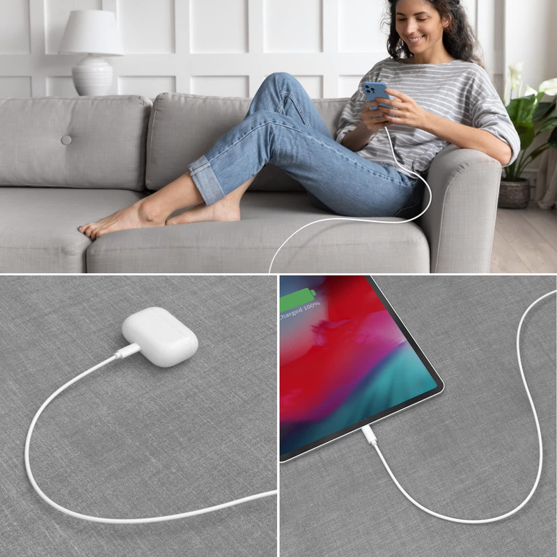 [Australia - AusPower] - iPhone 13 Fast Charge Cable - Quntis 3Pack 6FT MFi Certified USB-C to Lightning Cable -USB C iPhone Charger Cord for iPhone 13 Mini Pro Max 12 Mini Pro Max 11 X XS XR 8 Plus iPad AirPods Pro, White 