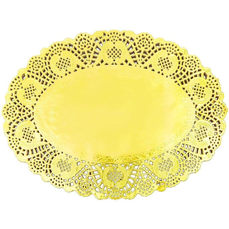 [Australia - AusPower] - Oval Lace Paper Doilies for Birthdays, Cinco de Mayo (Gold, 100 Pack) 