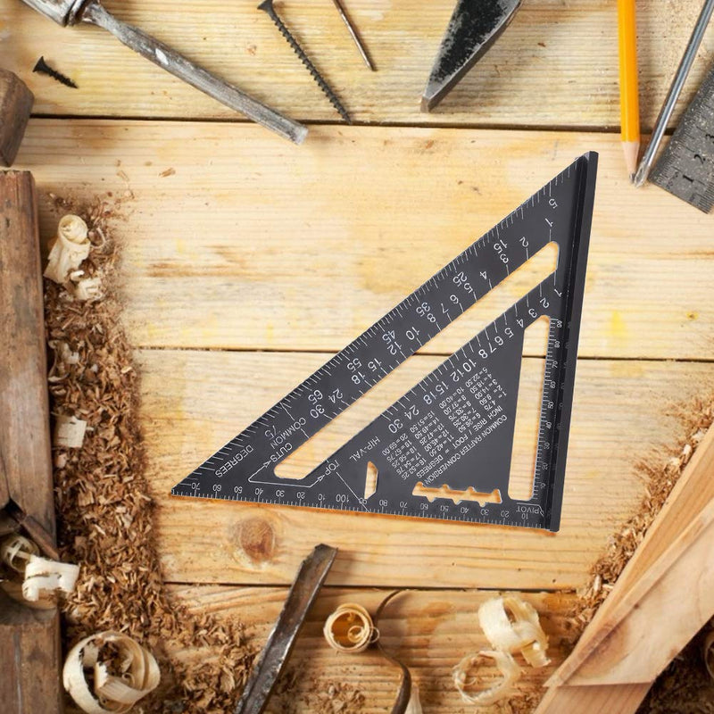 [Australia - AusPower] - 90 Degree Black Triangle Ruler Aluminum Alloy Angle Ruler Inch for Carpenter's Workshop Woodworking 7 Inch Square Layout Tool 