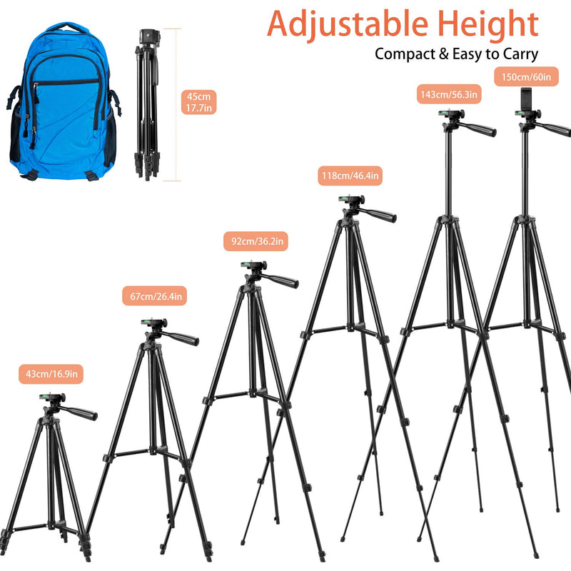 [Australia - AusPower] - 60" Phone Tripod, UEGOGO Tripod for iPhone with Remote Shutter and Universal Clip, Compatible with iPhone/Android/Sport Camera Perfect for Video Recording/Selfies/Live Stream/Vlogging 60" For Phone 