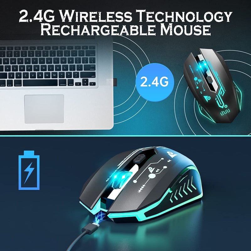 [Australia - AusPower] - UHURU Wireless Keyboard and Mouse Combo Set with WM-02Z Wireless Gaming Mouse Bundle 