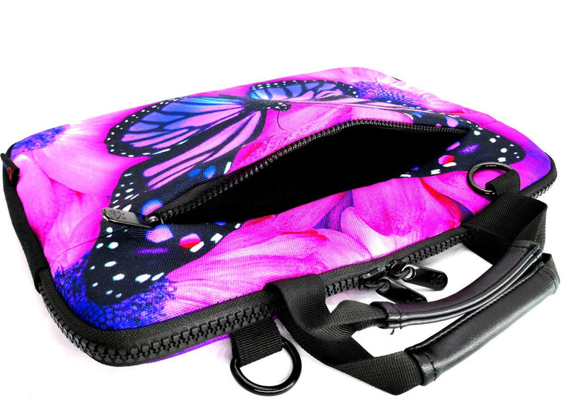 [Australia - AusPower] - ICOLOR 14.5-15.6 Inch Canvas Laptop Sleeve Bag Messenger Shoulder Case -Purple Butterfly Csh15-02 