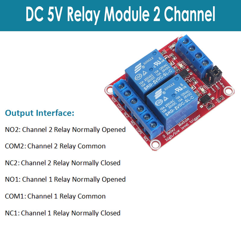 [Australia - AusPower] - AEDIKO 4pcs DC 5V Relay Module 2 Channel Relay Board with Optocoupler Support High or Low Level Trigger 2 Channel - 5V 