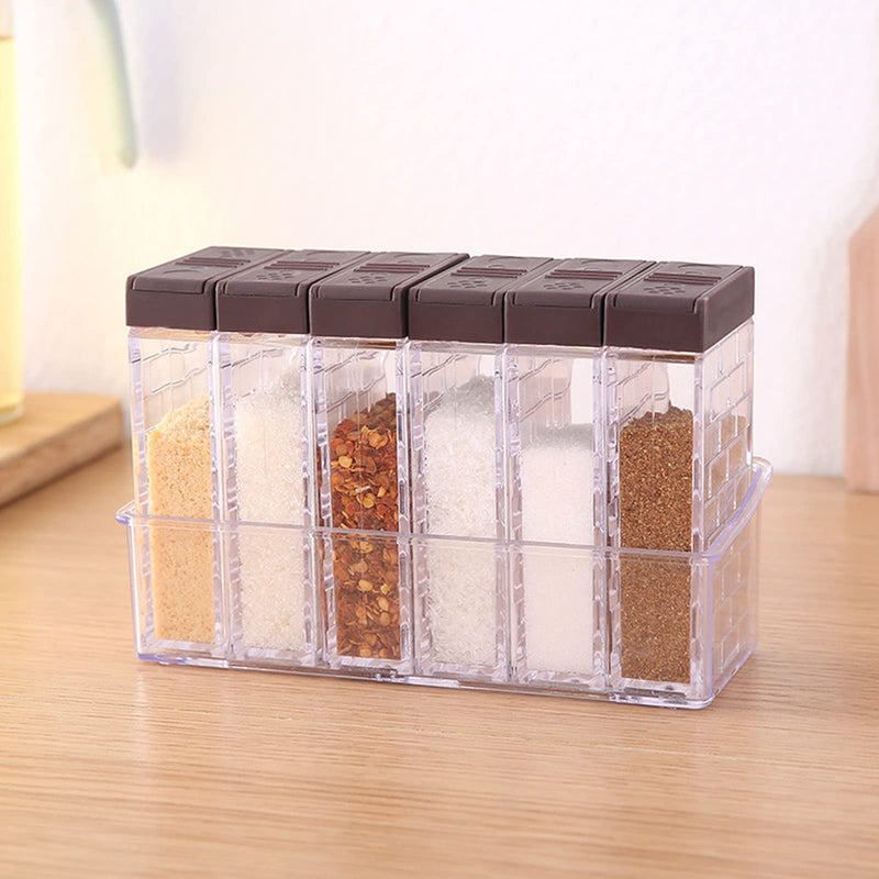 [Australia - AusPower] - Jucaifu 6 Pcs Spice Shaker Jars, Salt and Pepper Shakers, Plastic Spice Dispenser, Salt Shakers, Seasoning Shaker Box, Condiment Set, spice containers (White) White 