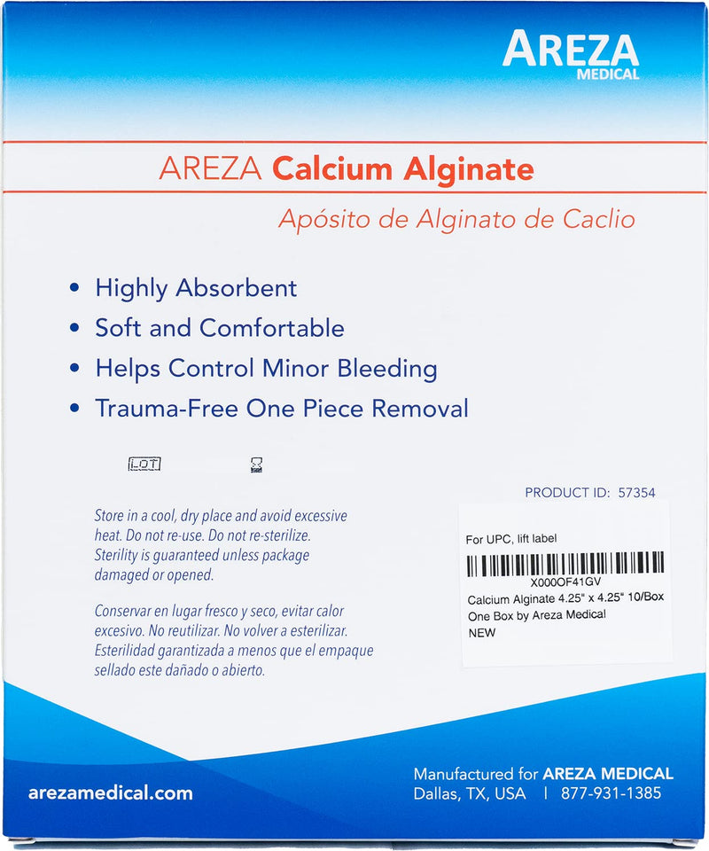 [Australia - AusPower] - Calcium Alginate 4.25" x 4.25" 10/Box ( 10 Wound Dressings per Box) One Box by Areza Medical 1 