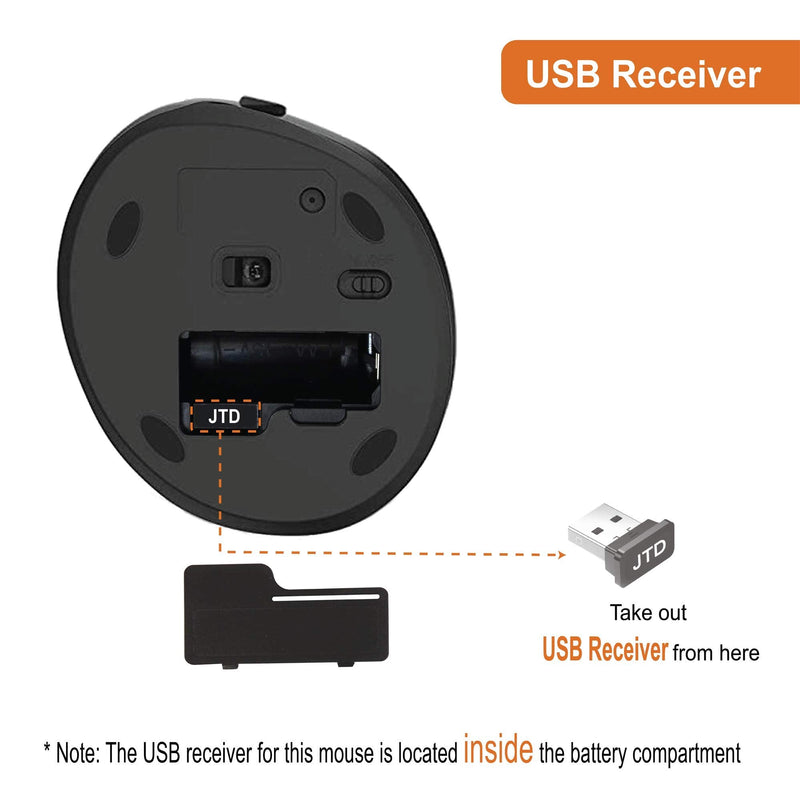 [Australia - AusPower] - J-Tech Digital Wireless Ergonomic Vertical Mouse for Small Hands with USB Nano Transceiver, AA Battery, 3 DPI, Compatible with Mac and PC, Black [V628M-2.4G] Right-handed Black 