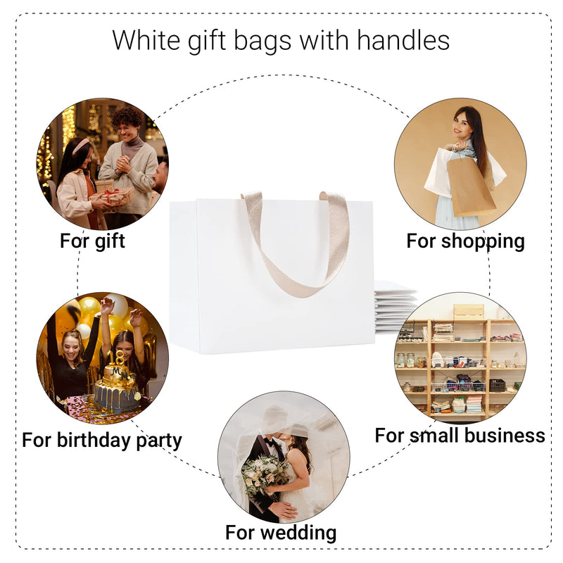 [Australia - AusPower] - White Gift Bags Bulk YACEYACE 10Pcs 8"x3.75"x6" Small Size White Gift Bags with Handles White Paper Gift Bags White Kraft Paper Bags White Paper Shopping Bags for Small Business, Wedding Bags Party Bags Retail Bags 8 x3.75 x6 Inch (Pack of 10) 