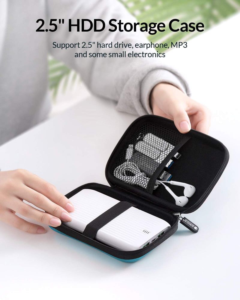 [Australia - AusPower] - ORICO Hard Drive Case 2.5 inch External Drive Storage Carrying Bag Waterproof Shockproof with Inner Size 5.5x3.5x1.0inch for Organizing HDD and Electronic Accessories, Blue(PHD-25) 