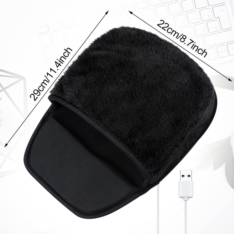 [Australia - AusPower] - 2 Pieces Heated Mouse Pad Hand Warmer USB Heated Mousepad Plush Heated Mouse Pad Removable Hand Warming Mouse Pad for Men and Women Office Home Computer Laptop (Black) 