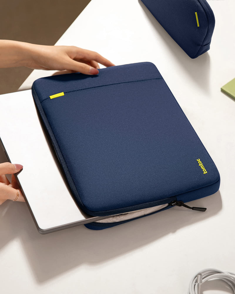 [Australia - AusPower] - tomtoc 360 Protective Laptop Sleeve Set for 15-inch New MacBook Air M2 A2941 2023, 15 Inch Microsoft Surface Laptop 5/4/3, Dell XPS 15 Plus, Water-Resistant Laptop Case Bag Navy Blue 
