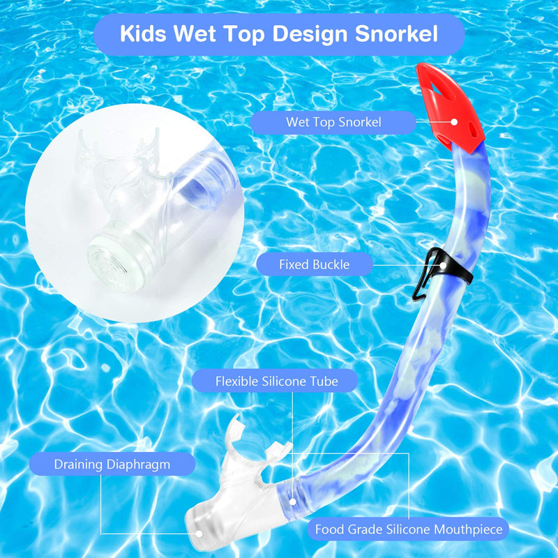 [Australia - AusPower] - Kids Snorkel Set, Children Anti-Fog Diving Mask Swimming Goggles Semi-Dry Snorkel Equipment Snorkeling Packages Swimming Gear for Youth Boys Girls Age 5-10 