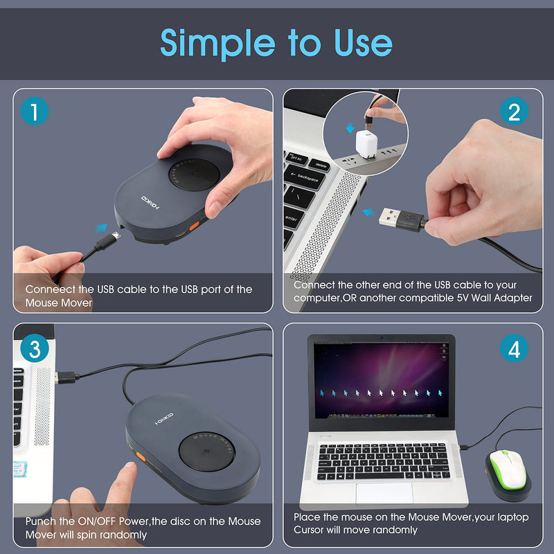 [Australia - AusPower] - HONKID Undetectable Mouse Mover Jiggler with ON/Off Switch and USB Port Drive-Free,Simulate Physical Automatically Mouse Movement,Prevent Computer Laptop Inactive/Lockdown 