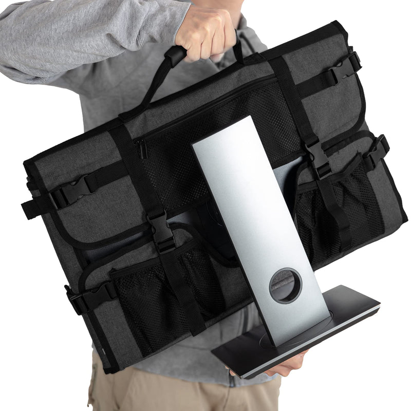 [Australia - AusPower] - CURMIO Computer Monitor Carrying Case for 24 Inch Monitor, Computer Screen Dust Cover with Rubber Handle and Pockets, Black (Patented Design) 