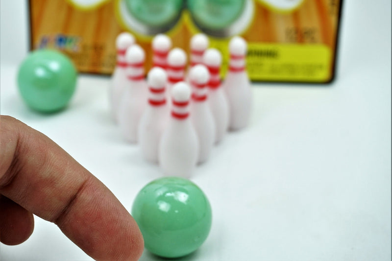 [Australia - AusPower] - Finger Bowling Game Set (Pack of 2 Sets) Miniature Sports Small Bowling Game Pocket Size. Plus 1 Collectible Bouncy Ball | Mini Bowling Table Set for Kids | Item #217-2p 