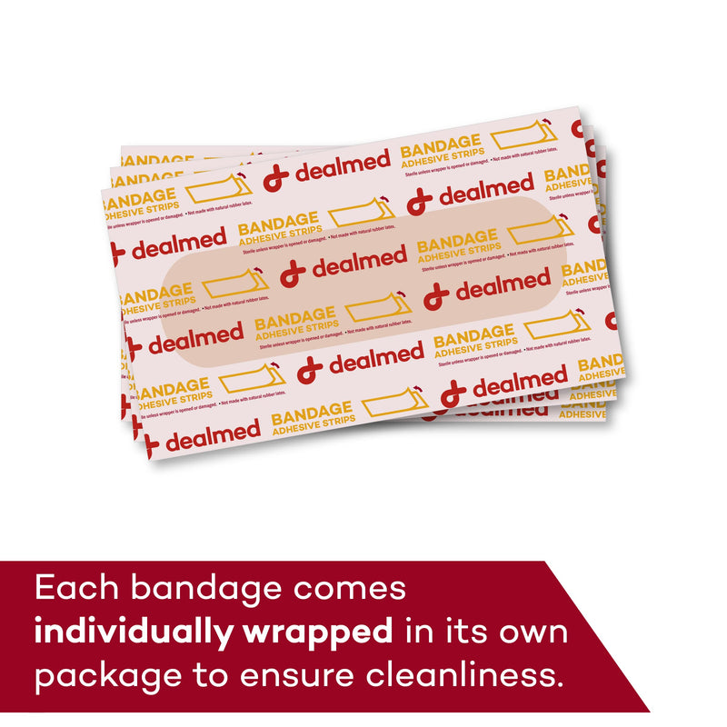 [Australia - AusPower] - Dealmed Sterile Flexible Fabric Adhesive Bandages – 1x3 Inch – 100/Box - 3 Boxes - Breathable First Aid Strip Pack - Soft Stretch Wound Patch For Medical, Emergency Kits & Clinic 