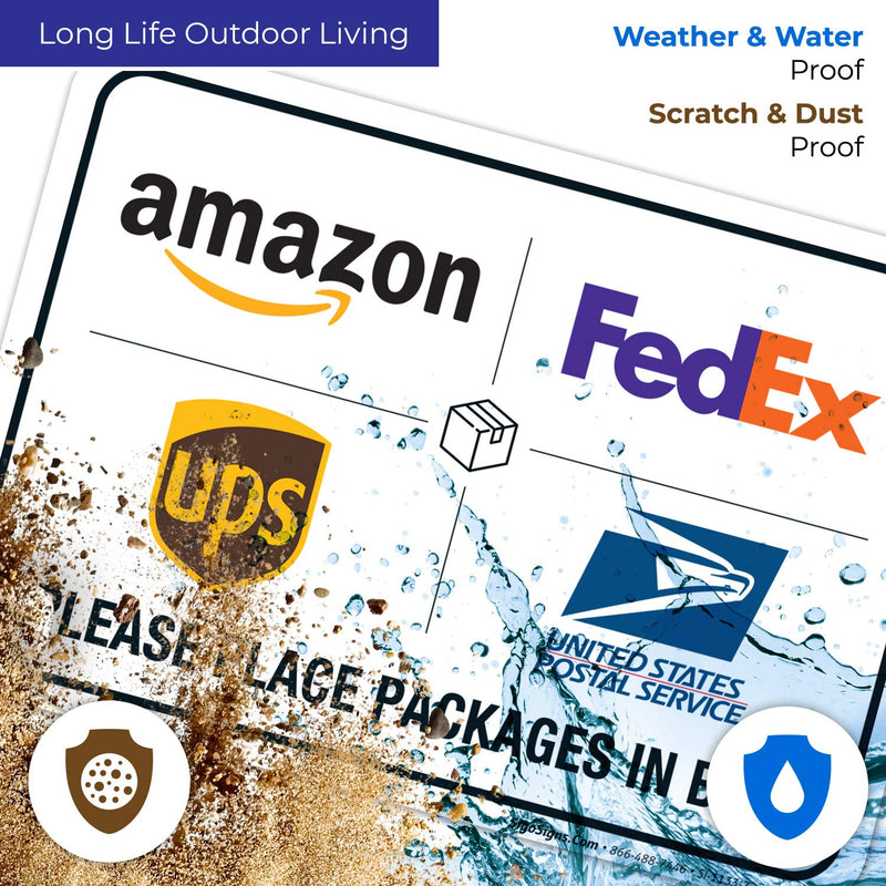 [Australia - AusPower] - Package Delivery Sign, Delivery Instructions FedEx Amazon Ups USPS Sign, 10x7 Inches, 4 Mil Vinyl Decal Stickers Weather Resistant UV Protected, Made in USA by Sigo Signs 