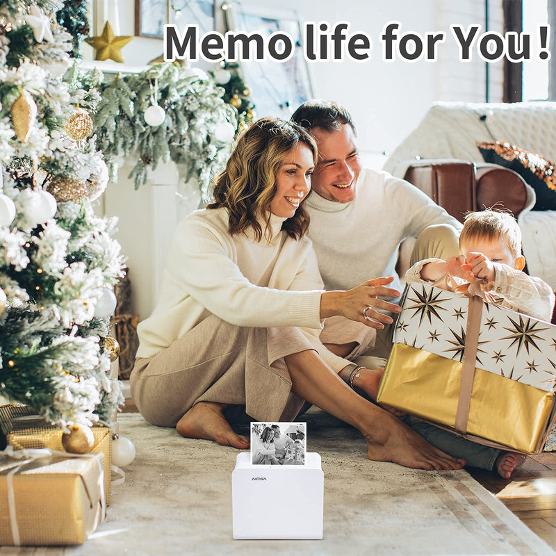 [Australia - AusPower] - Vetbuosa Mini Pocket Printer - Bluetooth Thermal Printer Portable Pocket Printer Compatible with iOS + Android for Work Plans, Memo, Journal, Study Notes, Black and White Picture - White 94*94*61mm 