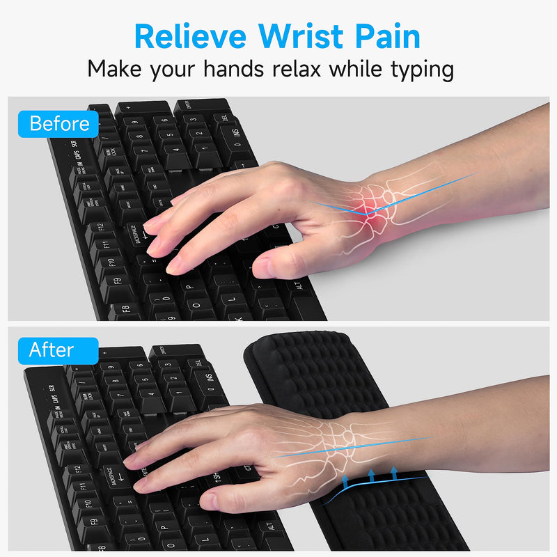 [Australia - AusPower] - MEKASS Keyboard Wrist Rest, Soft Memory Foam Wrist Support for Keyboard, Keyboard Pad for Hand and Wrist Pain Relief, Keyboard Wrist Pad for Long Hours of Work, Gaming, Studying（Classic Black） 