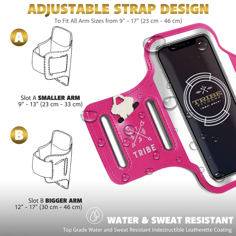 [Australia - AusPower] - TRIBE Running Phone Holder Armband. iPhone & Galaxy Cell Phone Sports Arm Bands for Women, Men, Runners, Jogging, Walking, Exercise & Gym Workout. Fits All Smartphones. Adjustable Strap, CC/Key Pocket L: iPhone+/Pro Max/XR/XS Max/Galaxy+/Ultra/Note 