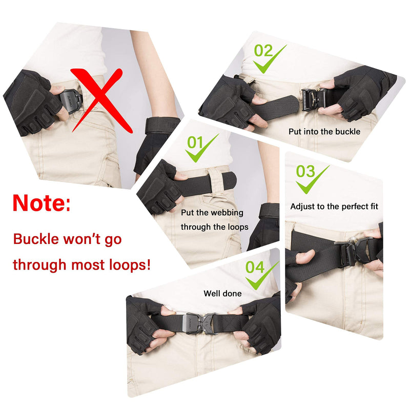 [Australia - AusPower] - JUKMO Tactical Belt, Military Hiking Rigger 1.5" Nylon Web Work Belt with Heavy Duty Quick Release Buckle Black Small-for Waist 30"-36" (Length 45") 