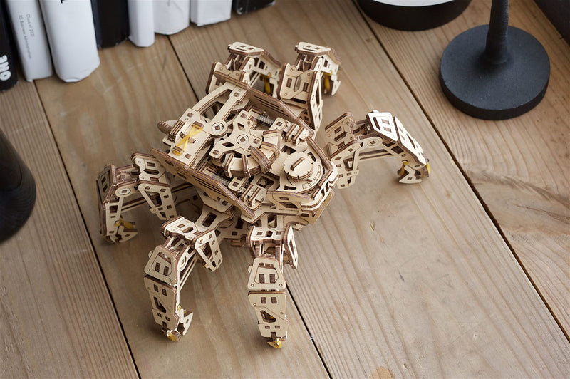 [Australia - AusPower] - UGEARS Hexapod Explorer 3D Puzzle - Mechanical Spider Robot - Model Kits for Adults with Powerful Spring Motor - 3D Wooden Puzzles for Adults and Kids 3D Puzzles Wooden Robot Kit (Runs up to 10 feet) 