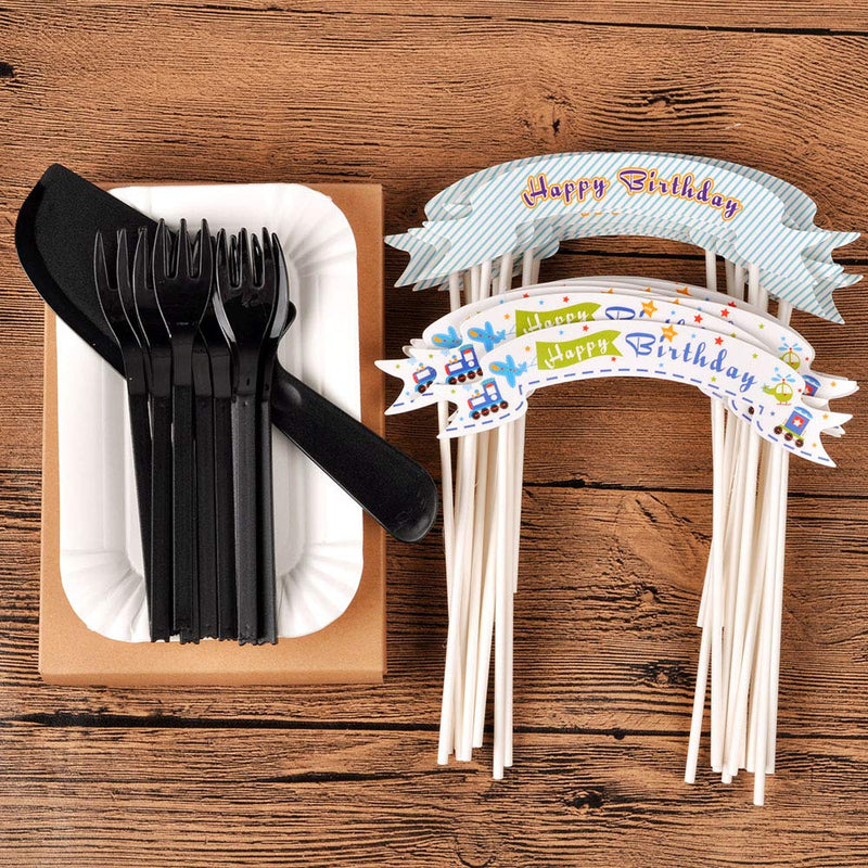 [Australia - AusPower] - PROKITCHEN Disposable Dinnerware Set, Disposable Paper Plates & Forks with Paper for Cake Decorating each of 10, Paper Plates for Birthday Parties 4 