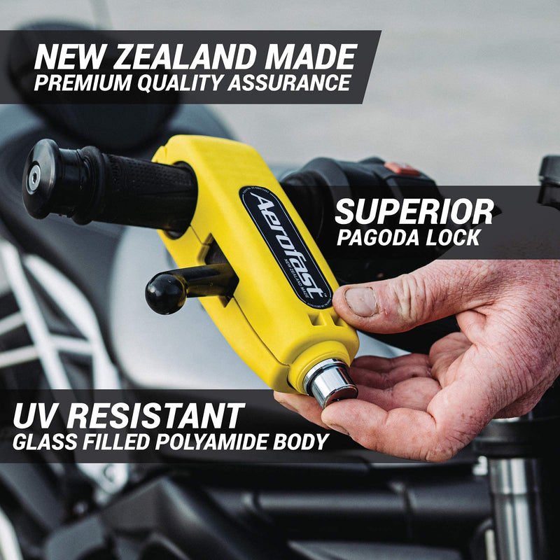 [Australia - AusPower] - Throttle Motorcycle Locks Anti Theft Handlebar Lock by Aerofast. Best Heavy Duty, Motorcycle Anti Theft Lock for Your Motorbike, ATV, Dirt Bike and Scooter - (Yellow) Yellow 
