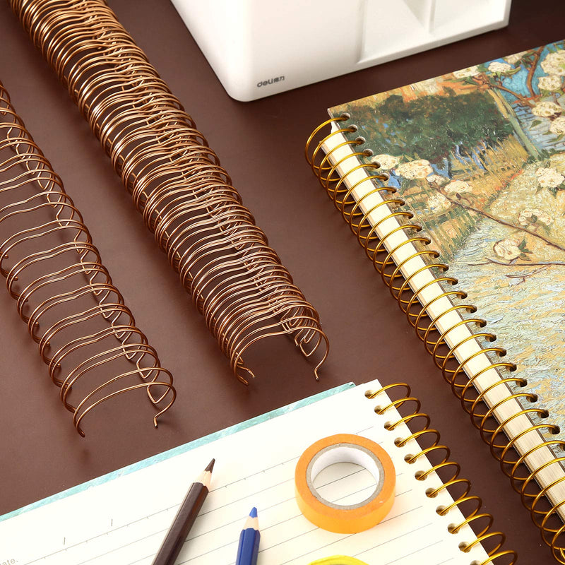 [Australia - AusPower] - 6 Pieces Twin Loop Wire Binding Spines Double Loop Wire Binding Rings Wire Cinch 1 Inch Diameter 23 Holes for Teacher Student Document Notebook Making, Rose Gold 
