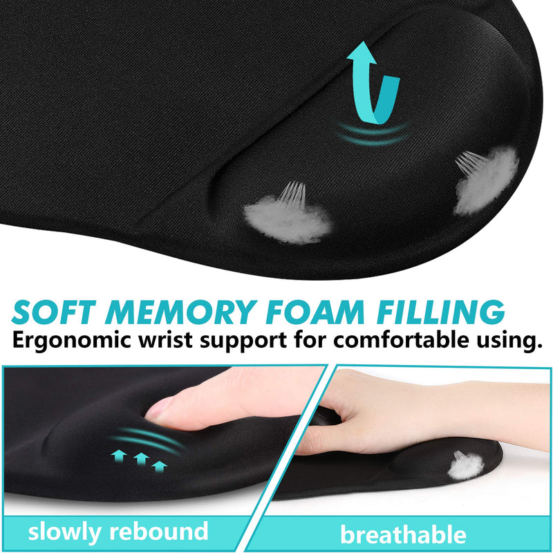 [Australia - AusPower] - Ergonomic Mouse Pad with Wrist Support, Premium Memory Foam Keyboard Wrist Support Bar and Mouse Wrist Rest Pads Set- for Comfortable Typing &Wrist Pain Relief Mouse Pad with Wrist Support Bar 1 
