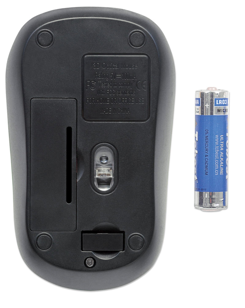[Australia - AusPower] - Manhattan Success Wireless Optical Mouse USB, 3 Buttons with Scroll Wheel, 1000 dpi, Blue/Black 179416 