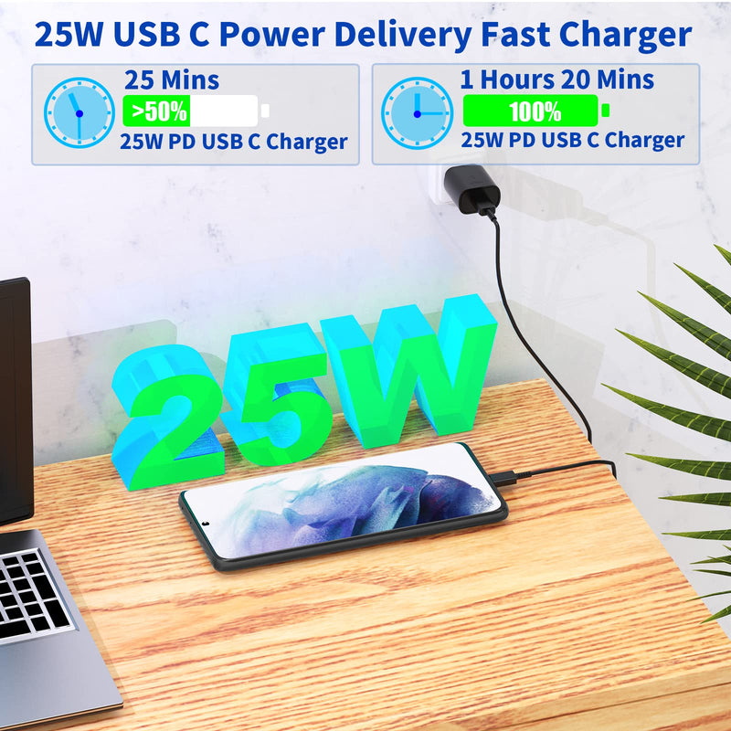 [Australia - AusPower] - Samsung Super Fast Charging, LANWK 2 Pack 25W USB C Power Delivery Fast Charger with 6FT Type C to C Quick Charge Cord for Samsung Galaxy S22 21 20 Ultra/Note 20/10/Z Fold 3/Flip 3 5G/iPad Pro 12.9/11 Black 