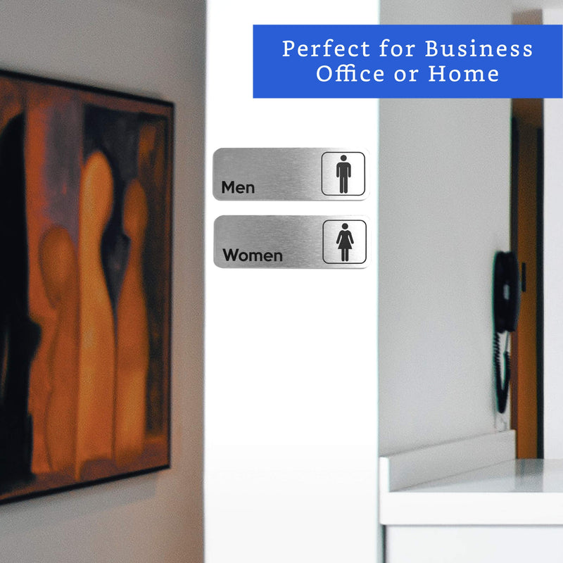 [Australia - AusPower] - Brushed Aluminum Restroom Signs (Set of 2) - Men and Women Modern Restroom Sign - Bathroom Sign Decor - Bathroom Door Signs - Restroom Signs for Business - Bathroom Signage 