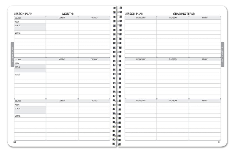 [Australia - AusPower] - BookFactory Teacher’s Planner/Teachers Lesson Planner Notebook/Record Book/Organizer/Calendar/Grades/Seating - 170 Pages - 8.5” X 11” Wire-O (JOU-170-7CW-A(TeacherRecordBook)) 