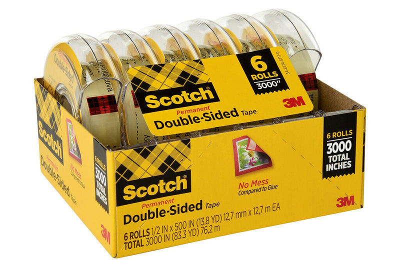 [Australia - AusPower] - Scotch Double Sided Tape, 1/2 in x 500 in, 6 Dispensered Rolls (6137H-2PC-MP) 
