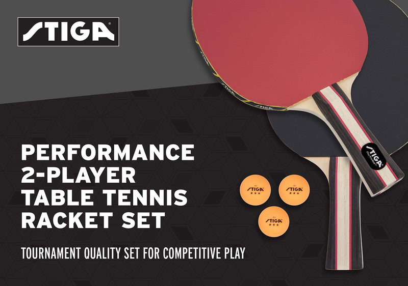 [Australia - AusPower] - STIGA Performance 2 Player Ping Pong Set – 2 Table Tennis Rackets, 3 – 3 Star Orange Balls Included 