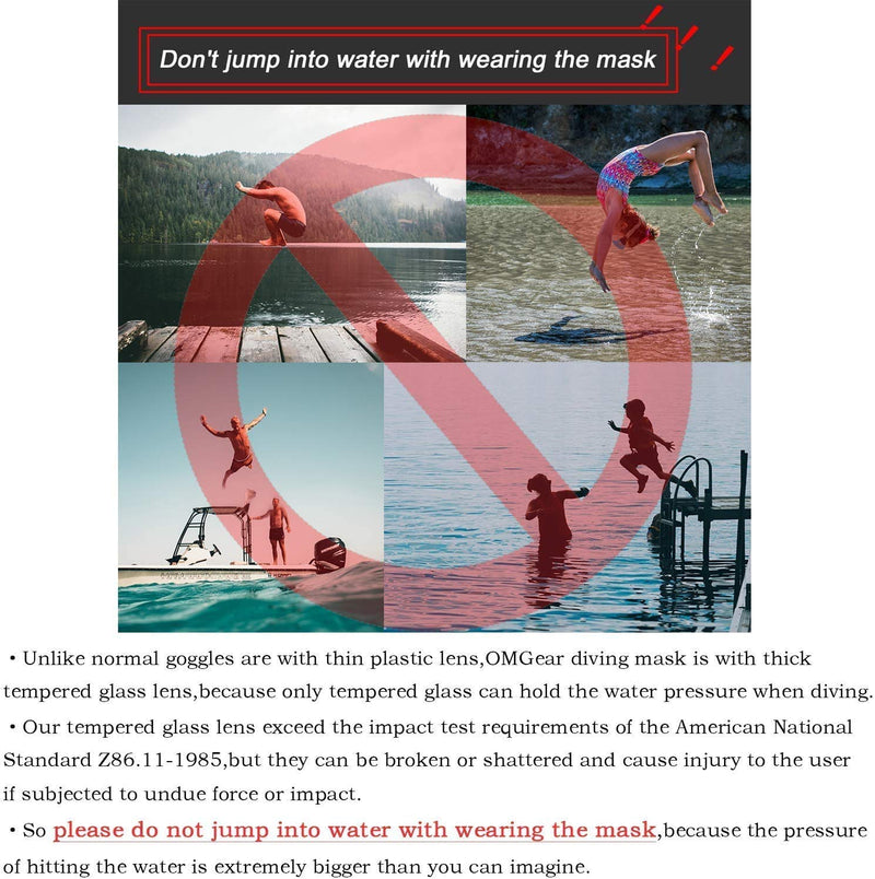 [Australia - AusPower] - OMGear Diving Mask Snorkeling Gear Kids Adult Snorkel Mask Dive Goggles Silicone Swim Glasses with Nose Cover for Scuba Free Diving Spearfishing Neoprene Strap Cover Impact Resistance 