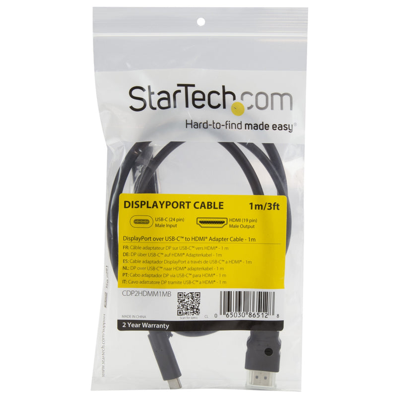 [Australia - AusPower] - StarTech.com USB C to HDMI Cable - 3 ft / 1m - USB-C to HDMI 4K 30Hz - USB Type C to HDMI - Computer Monitor Cable (CDP2HDMM1MB) White 