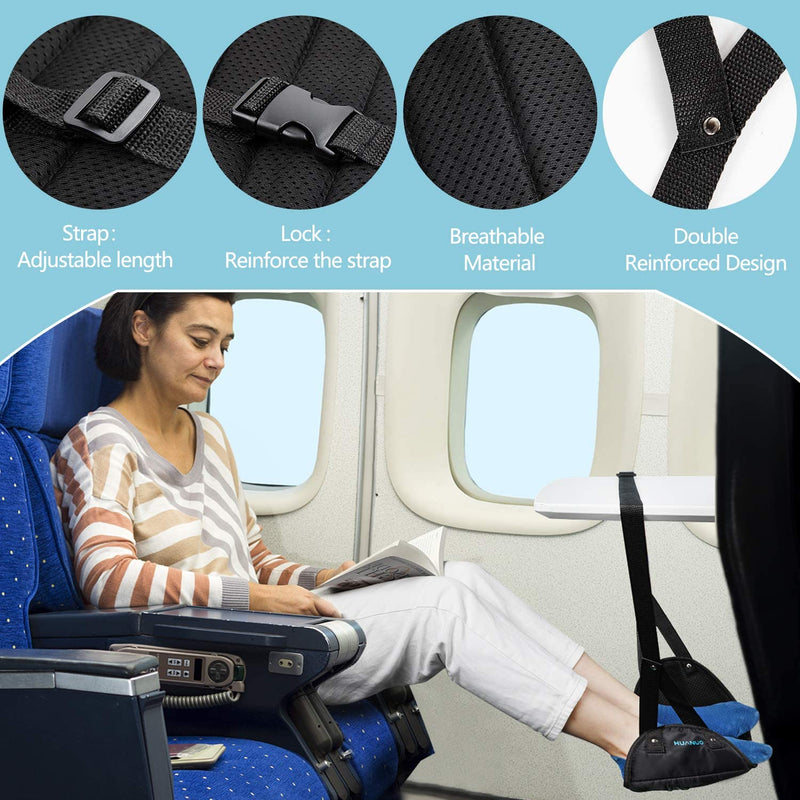 [Australia - AusPower] - Airplane Footrest with Premium Memory Foam，Airplane Travel Accessories，Portable Travel Foot Hammock for Airplane Trian Home Office to Relax Your Feet, 2 Pack 