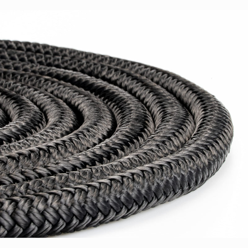 [Australia - AusPower] - ACY Marine- Double Braided Nylon Dock Line - Boat Rope - Marine and Pontoon Accessories - Braided, Reinforced Boat Ropes and Ties for Docking - Stretch Resistant with 12” Spliced Loop for Mooring Black 1/2-Inch x 15-Feet 