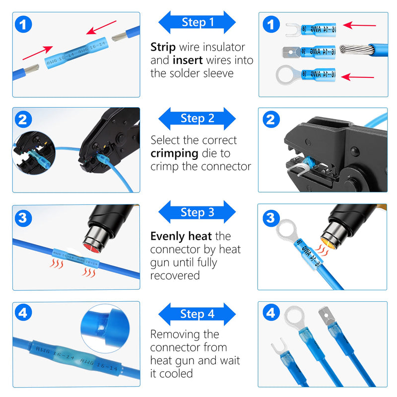 [Australia - AusPower] - Kuject Heat Shrink Wire Connectors, Multipurpose Waterproof Electrical Wire Terminals kit, Insulated Crimp Connectors Ring Fork Spade Butt Splices for Automotive Marine Boat Truck (200PCS) 200PCS 