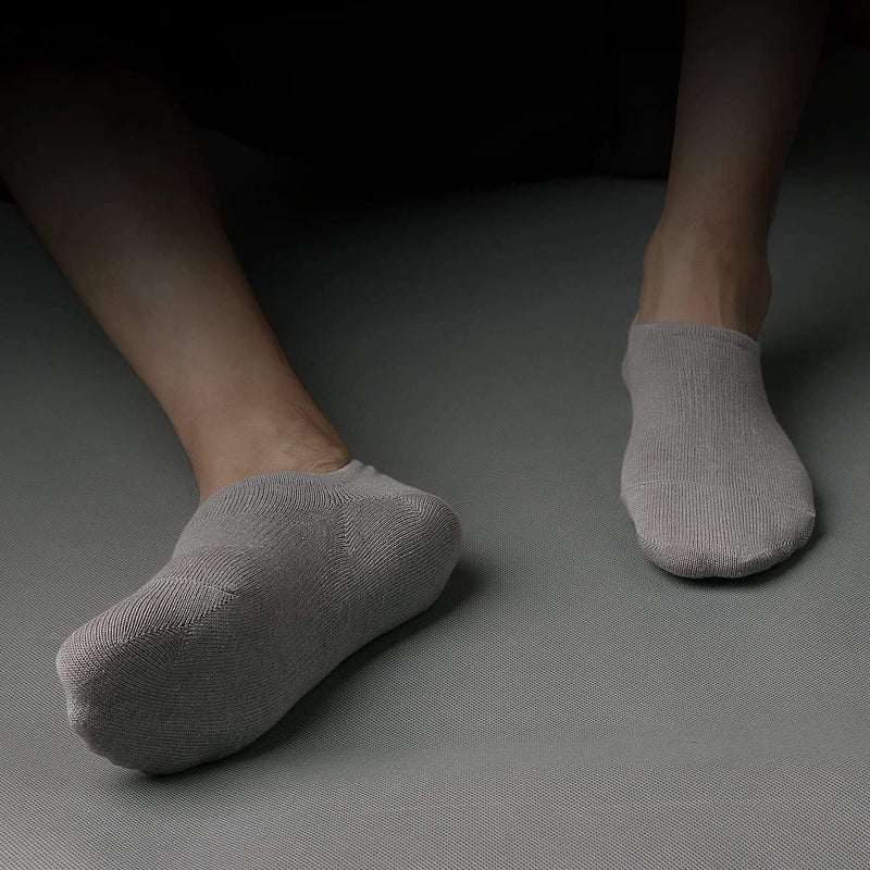 [Australia - AusPower] - IDEGG No Show Socks Low Cut Cotton Casual Anti-slid Athletic Socks with Non Slip Grip for Men Color B-6 Pairs-black+gray+white 5-8 