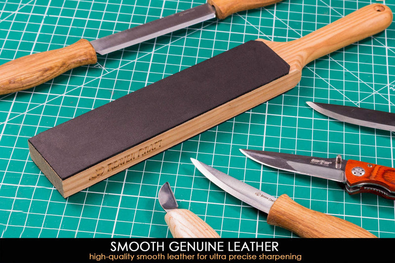 [Australia - AusPower] - BeaverCraft LS6P1 Leather Paddle Honing Strop Kit with Sharpening Polishing Compound 14" x 2" Knife Stropping Paddle Block for Honing Woodworking 