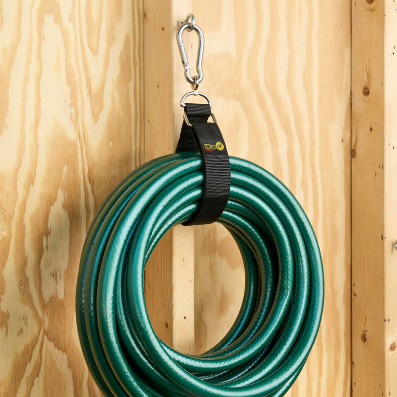 [Australia - AusPower] - Hook 'n Hang Wrap-It Storage Straps - 24" (2-Pack) Black - Carabiner Straps to Use as Extension Cord Holder Heavy Duty Straps with Hooks for Cord Storage or Garden Hose Strap 24" (2-Pack) 
